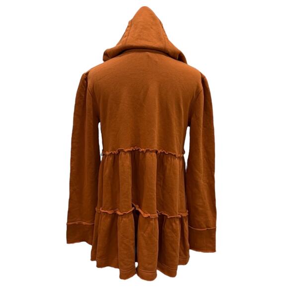 Free People Tiered Trapeze Zip Sweatshirt In Orange - Picture 4 of 8